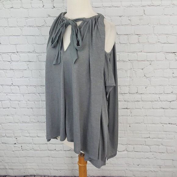 DELETTA Tulay Gray Cold Shoulder Top Shirt XS S - ANTHROPOLOGIE Condition - Picture 6 of 8